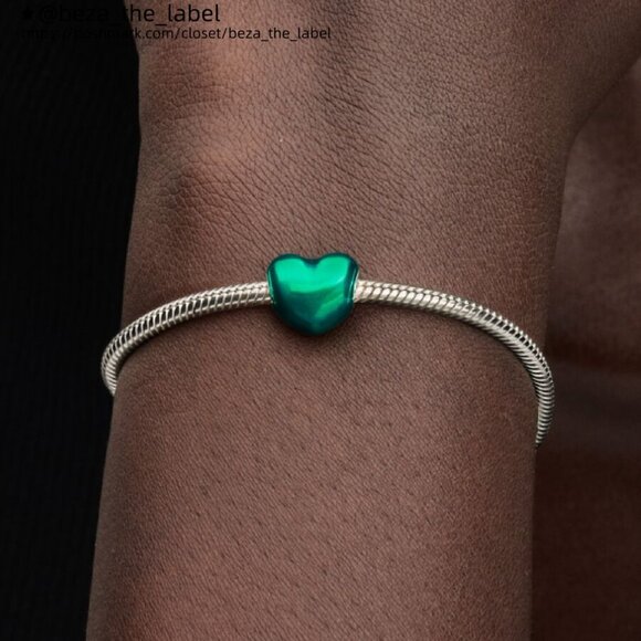 Pandora Metallic Green Heart Charm|Pendant - Picture 2 of 2
